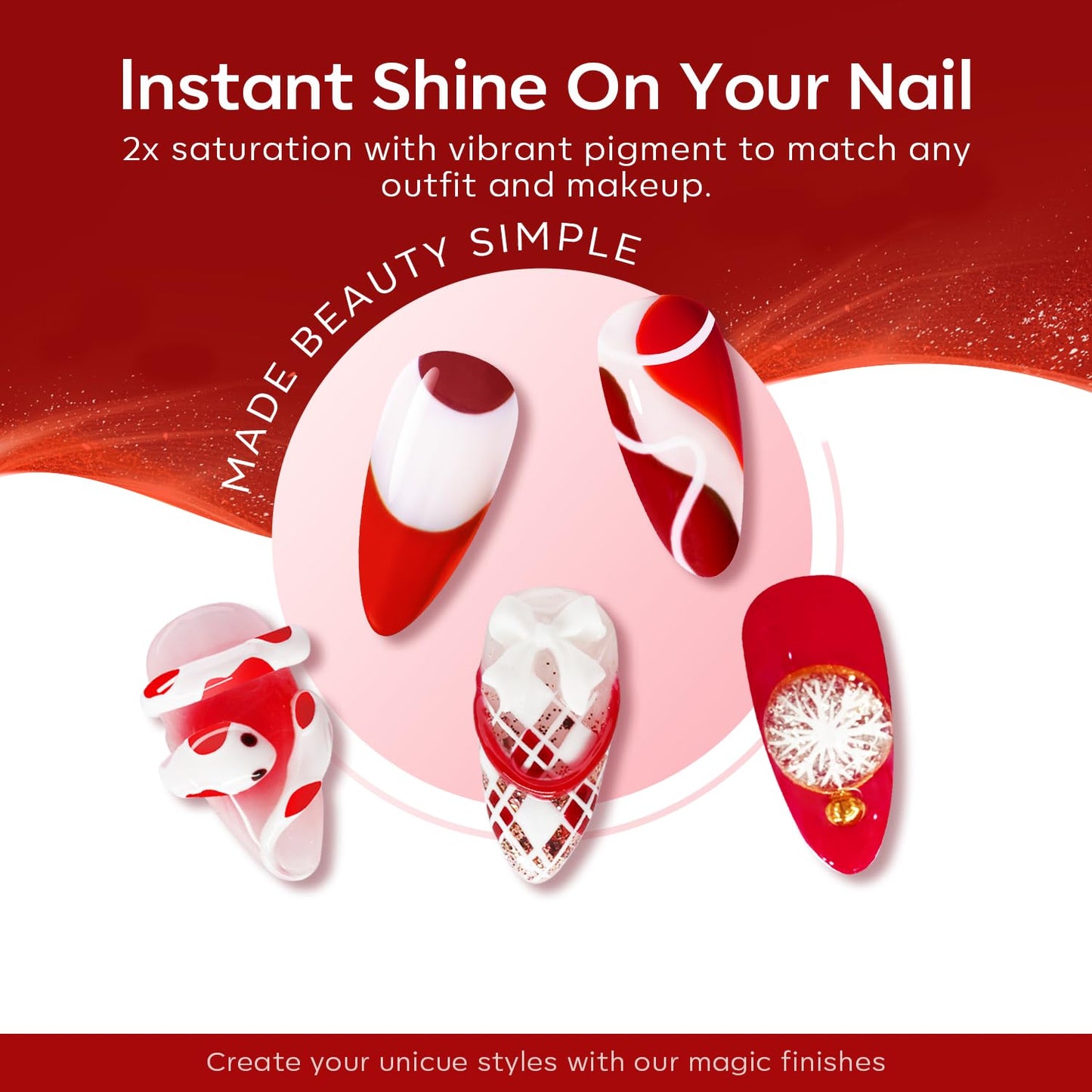 modelones Gel Nail Polish Kit -6 Colors Red Gel Polish Set Burgundy Glitter Sparkle Bloody Soak Off Gel Nail Kit Manicure DIY Nail Art Salon Home Gift