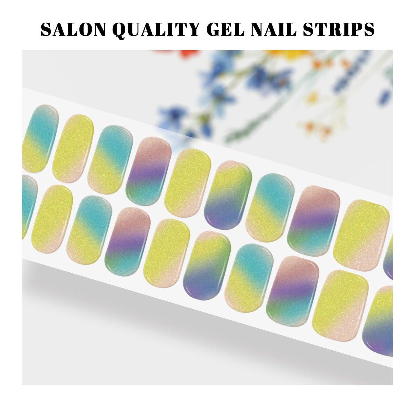 OAUEE Semi Cured Gel Nail Strips | 20 Gel Nail Stickers | Gel Nail Stickers With UV Light Required | Salon Quality, Easy Application And Removal(Fine Glitter Color)