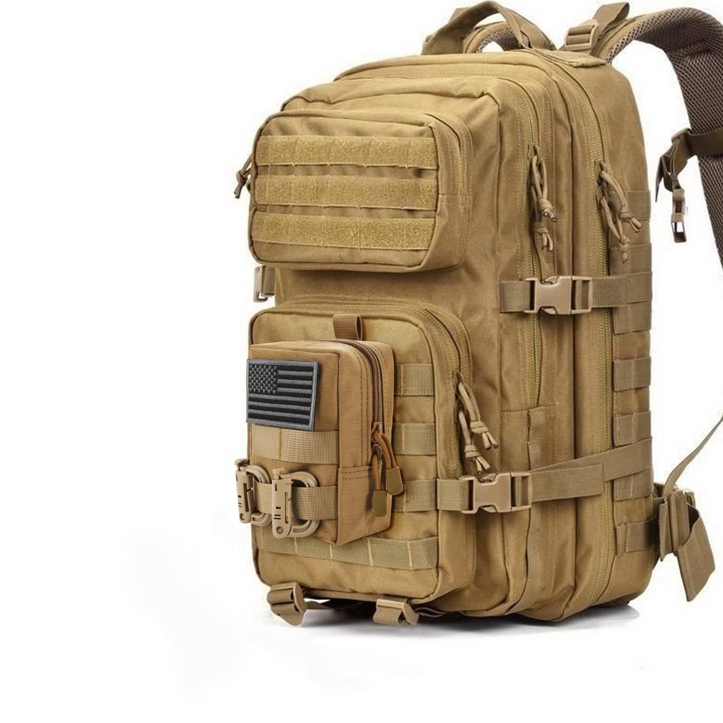 FRTKK 2 Pack Molle Pouches - Tactical Compact Water-Resistant EDC Pouch Small Utility Pouch Bags (Patch Included) (2 Pack-ACU)