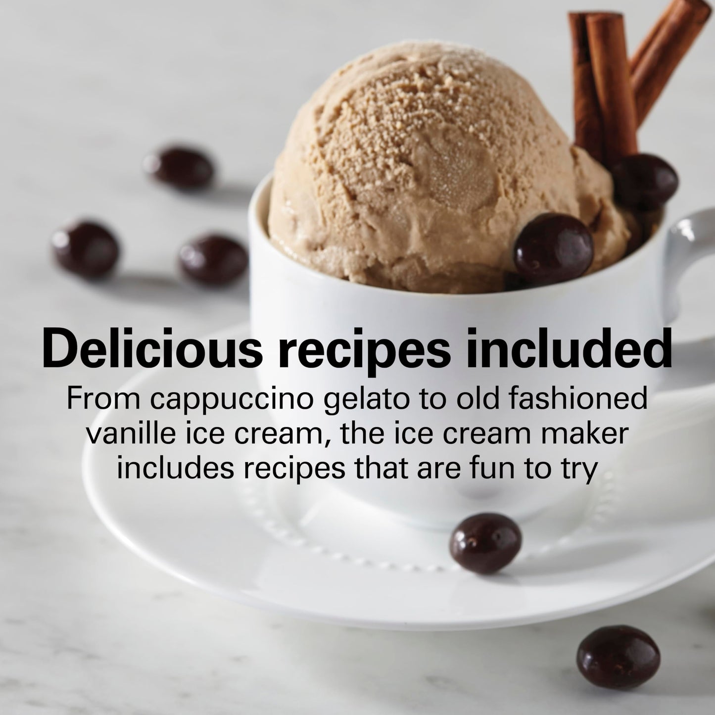 Hamilton Beach Electric Automatic Ice Cream Maker, Frozen Yogurt, Sorbet, Custard, 1.5 quart, White (68880)