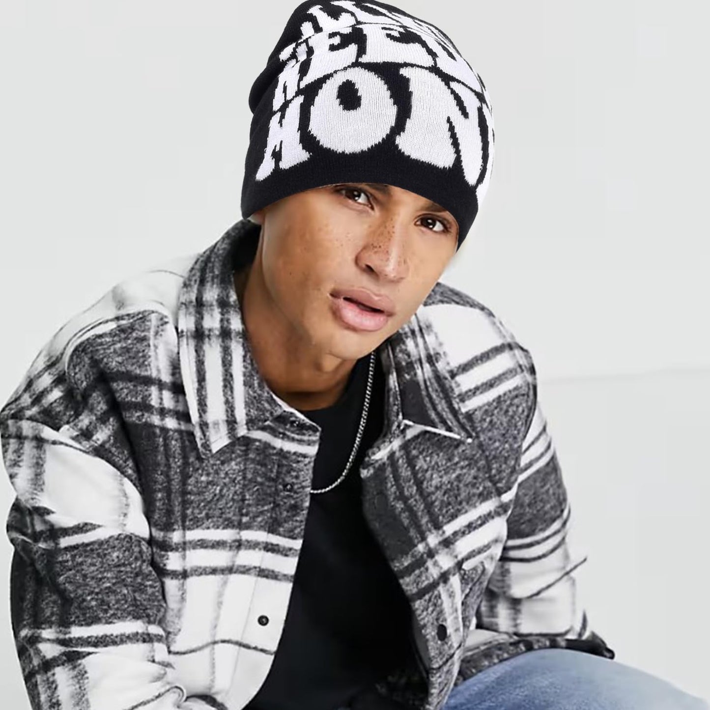 Qlauca 4Pcs Y2k Beanie Winter Knitted Graphic Beanie Warm Y2k Hat for Women Men