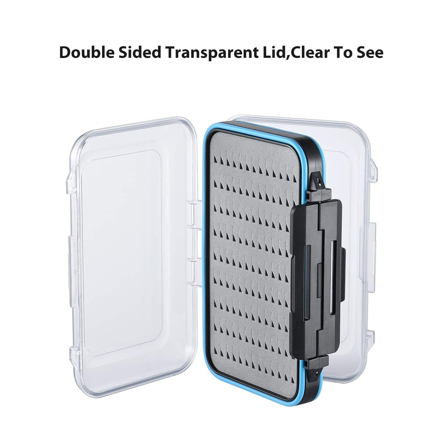 Gonex Fly Boxes for Fly Fishing Jig Boxes Two-Sided Waterproof Lightweight Fly Fishing Box Easy Grip Transparent Lid Fly Fishing Lures Box, 5.9"x 3.8"x 1.77", Grey