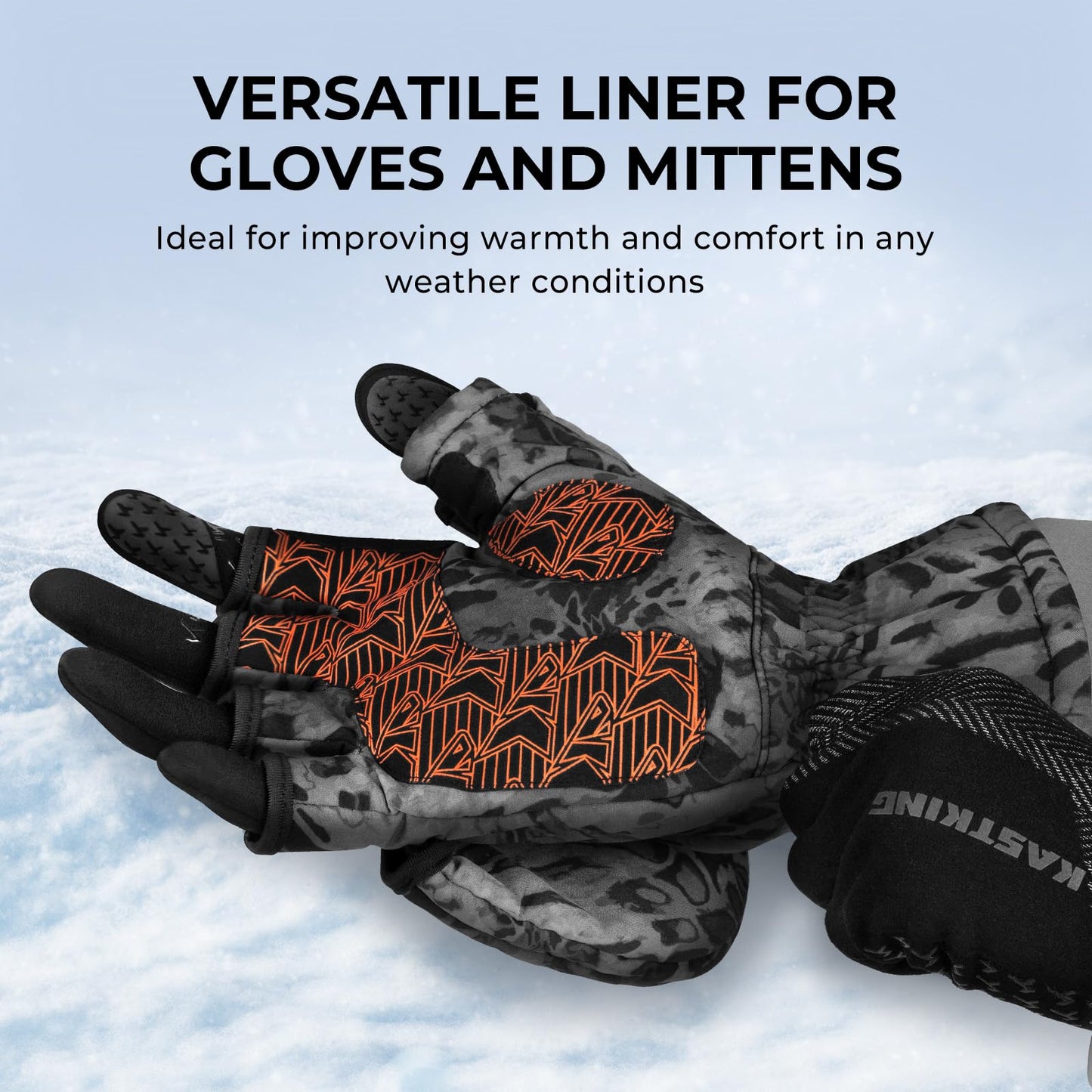 KastKing Grip Logic Full Finger Compression Glove Liners,Micro-Seam Construction,Touch Screen Fishing Gloves for Men & Women,4-Way Stretch Lightweight Winter Gloves for Outdoor Activities,Black,L