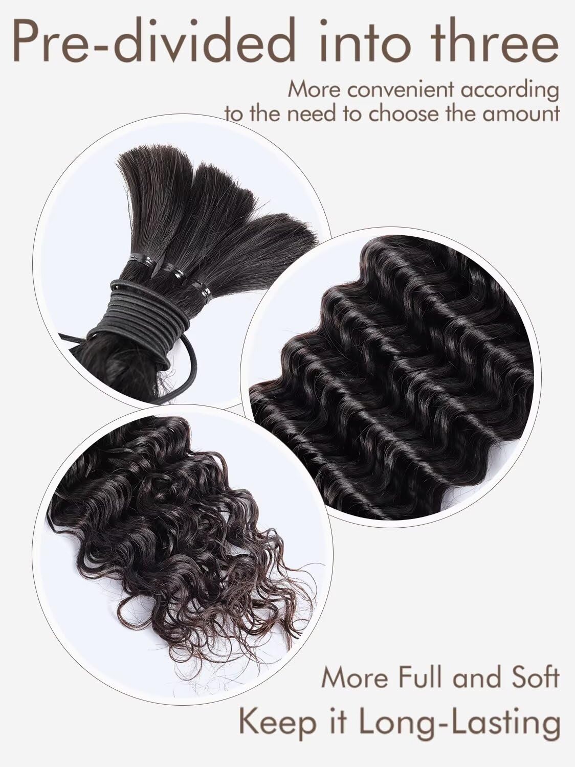 Human Braiding Hair 100g 26 Inch Deep Water Wave Bulk Human Hair for Braiding No Weft 12A Brazilian Virgin Curly Human Hair Extensions for Boho Braids Wet and Wavy Natural Human Hair Braiding Hair