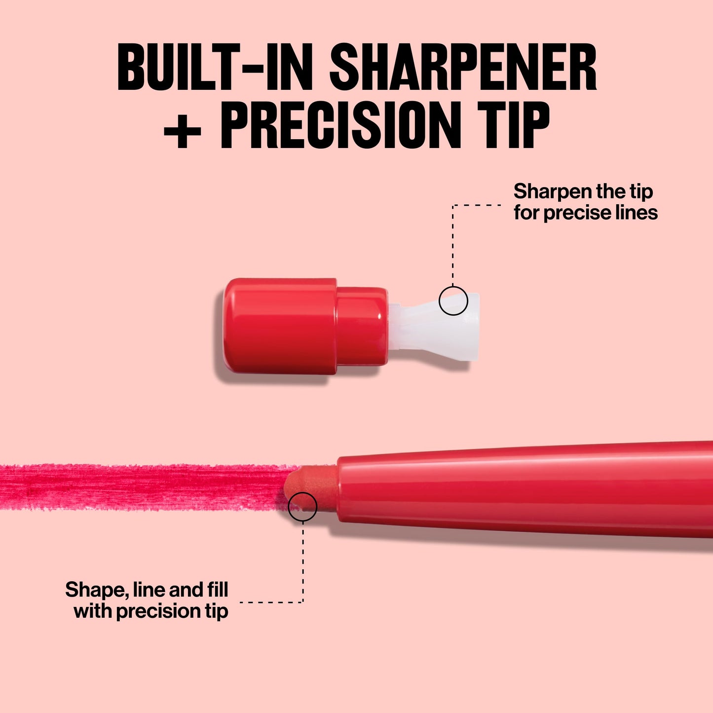 Revlon Colorstay Lip Liner Makeup with Built-In Sharpener, Longwear Rich Colors, Smooth Application, 650 Pink, 0.01 oz