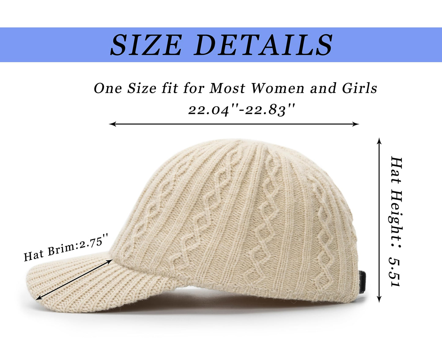INOGIH Women's Winter Knit Visor Hat Beanie Hat Knitted Baseball Cap Ski Hat for Men Teens Beige