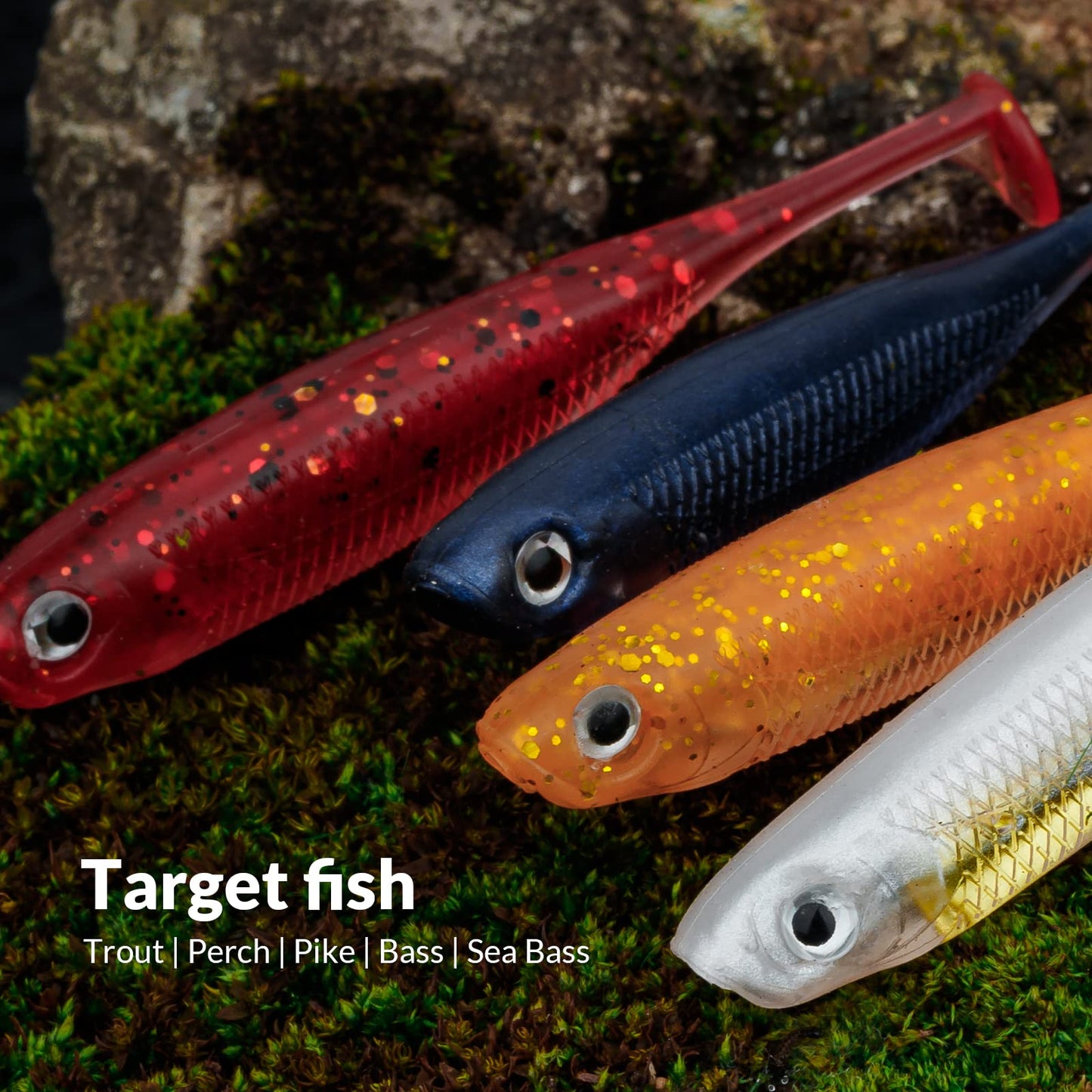 QualyQualy Soft Plastic Swimbait Paddle Tail Shad Lure Soft Bass Shad Bait Shad Minnow Paddle Tail Swim Bait for Bass Trout Walleye Crappie 2.75in 3.14in 3.94in 5in