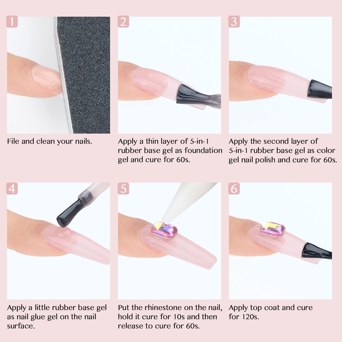 Saviland Builder Gels Nail Kit - 60g Nude Pink Nail Extension Gel Set Nail Strengthen Hard Gel Nail Art Manicure Set with 10pcs Acrylic Nail Brush & 100pcs Nail Forms for Beginners