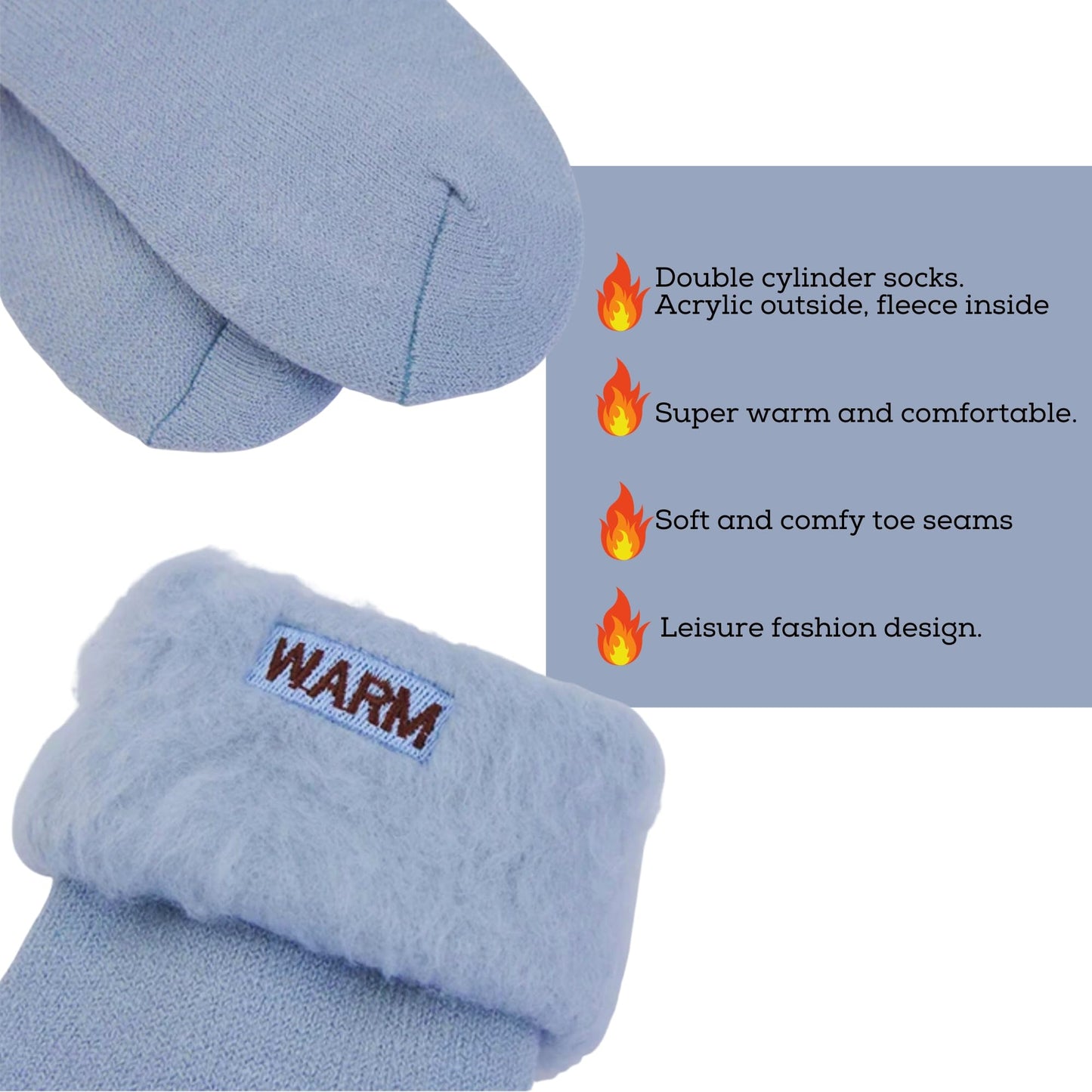 DYMIAG 3 Pairs Women Socks Warm Winter Thermal Thick Socks Crew Length Boot Super Soft Socks Gifts for Women Mom