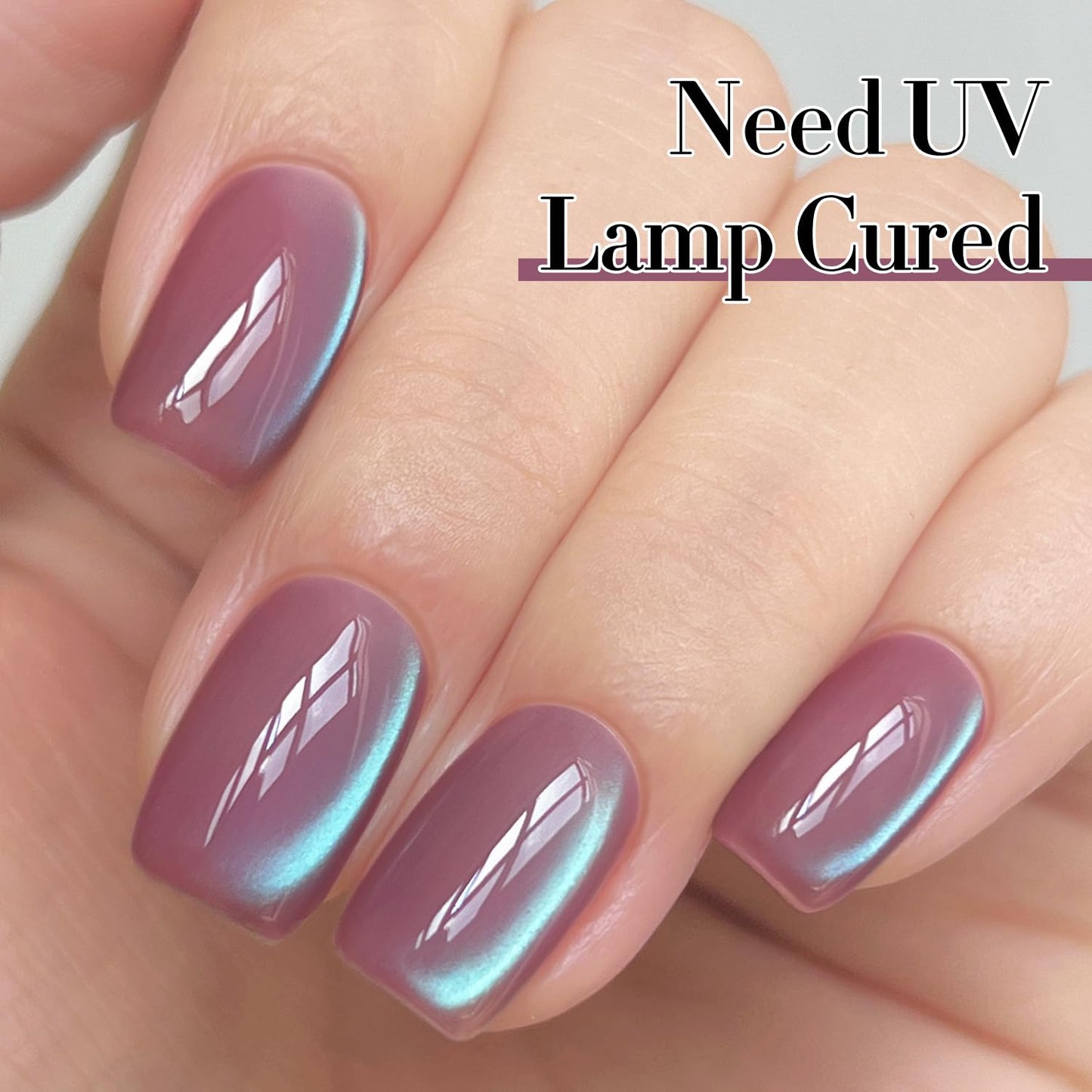 Double Rhythm 15ML Ice Glass Cat Eye Gel Polish with Magnet Holographic Glitter Shimmer Translucent Sheer Color Salon Soak Off Magnetic Nail at Home (Plum Purple-MC1130)