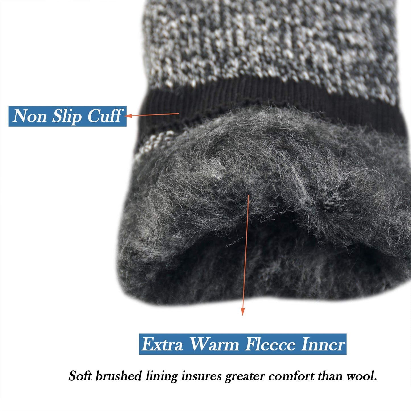 JORMATT 2 Pairs Mens Thick Thermal Socks Soft Insulated Heated Boot Warm Fleece Boot Socks Winter Cold Weather,Men Shoes Size 9-12