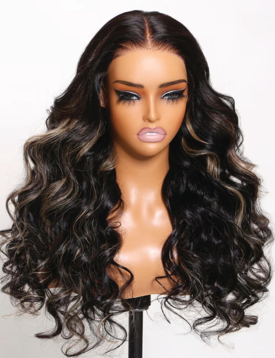 UNICE Bye Bye Knots Glueless Wig Body Wave 7x5 Pre Cut Lace Front Wigs Human Hair Bleached Knots Balayage Black Blonde Highlights Put on and Go Human Hair Wig Pre Plucked 150% Density 16 inch