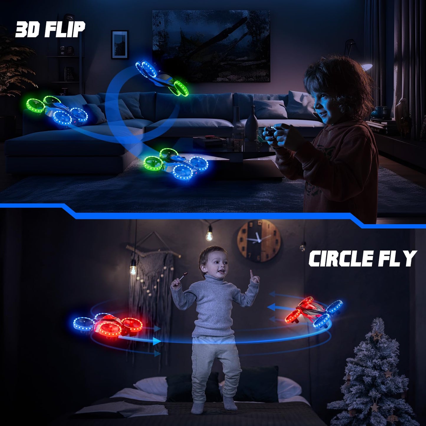 ARMEW 3 in1 Drones for Kids, Battle Drone for Boys & Girls with LED Lights, 3D Flip, Circle Fly, Altitude Hold, Ready to Fly and Run STEM Toy
