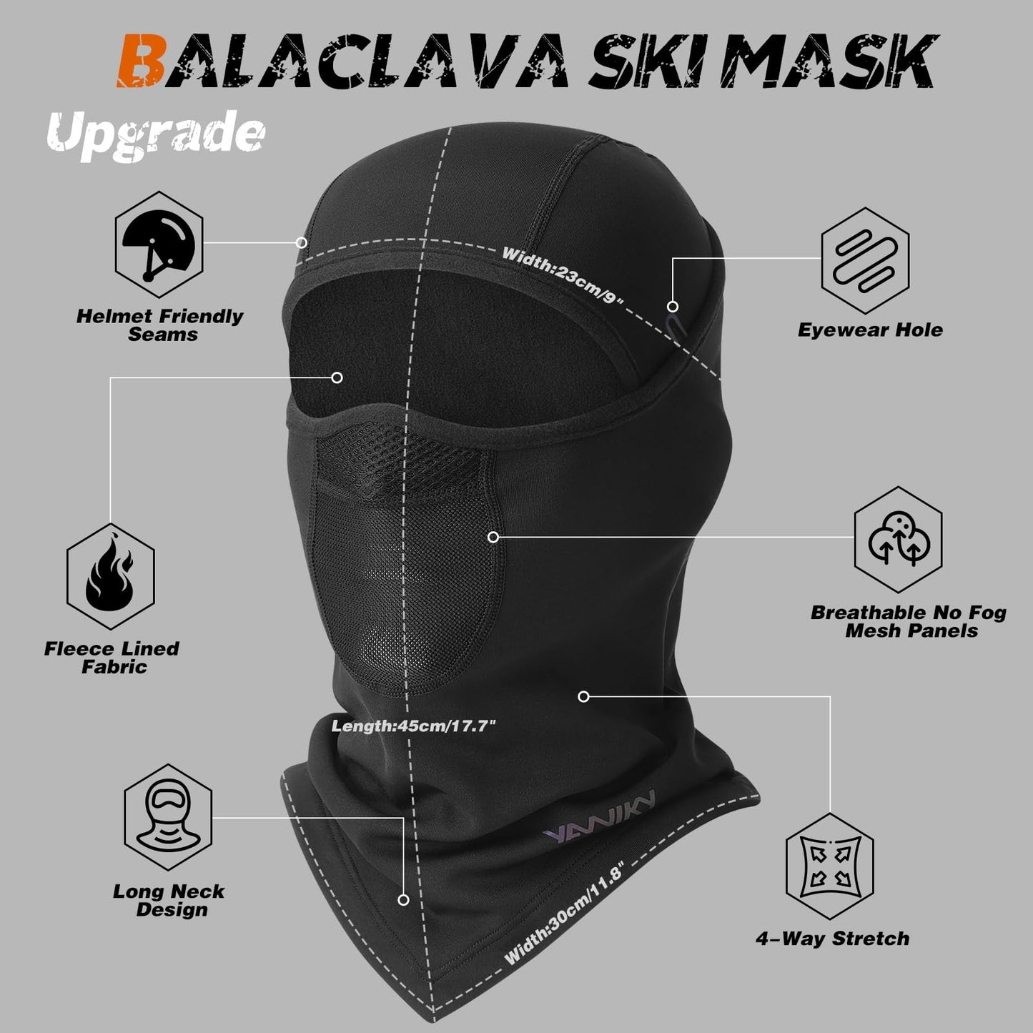 YANIKY Winter Balaclava Ski Mask for Men Women Breathable Warm Face Mask Windproof Thermal Fleece Face Cover for Cold Weather