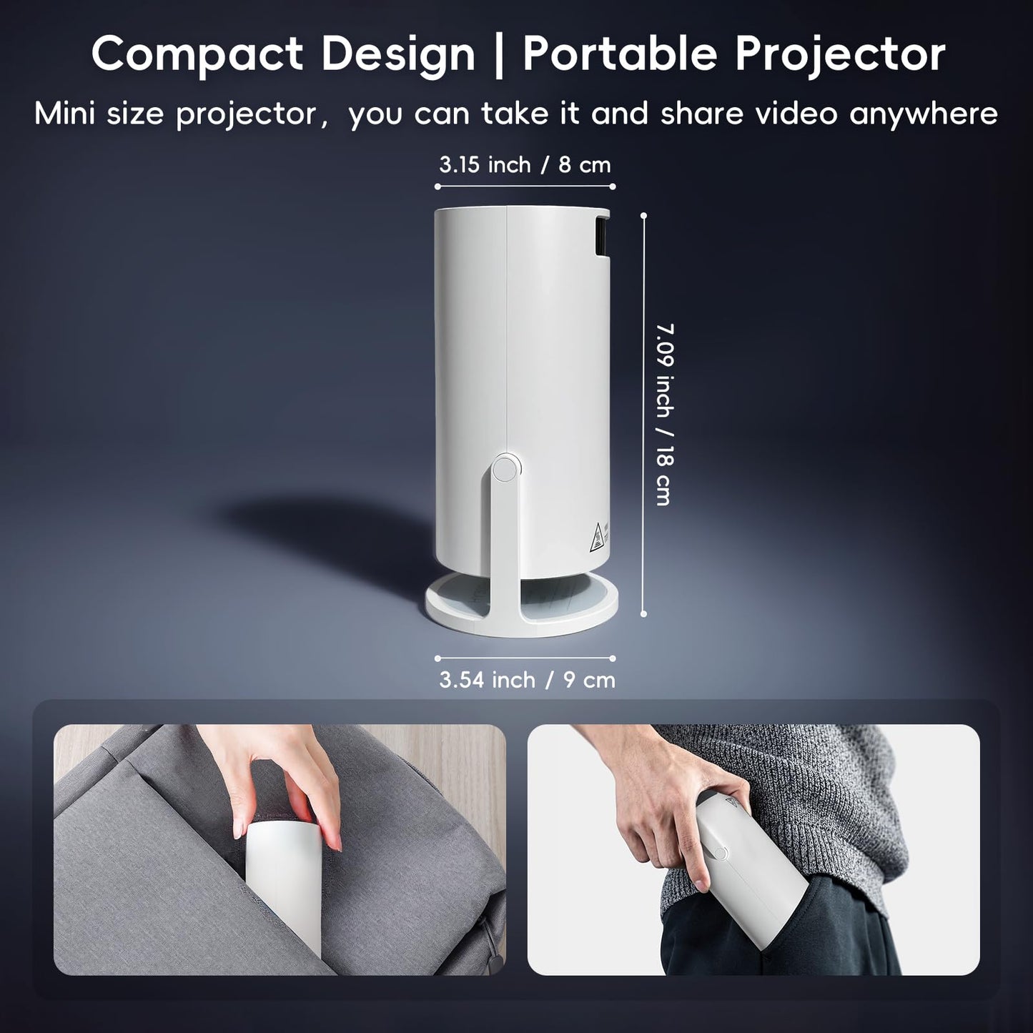 HY300 Portable Mini Projector with WiFi & Bluetooth, 4K Compatible, Native 480P, 100 ANSI Lumens,180° Rotation, HDMI, USB, Remote, Home Video Projector for Phone/TV Stick/PC/PS5