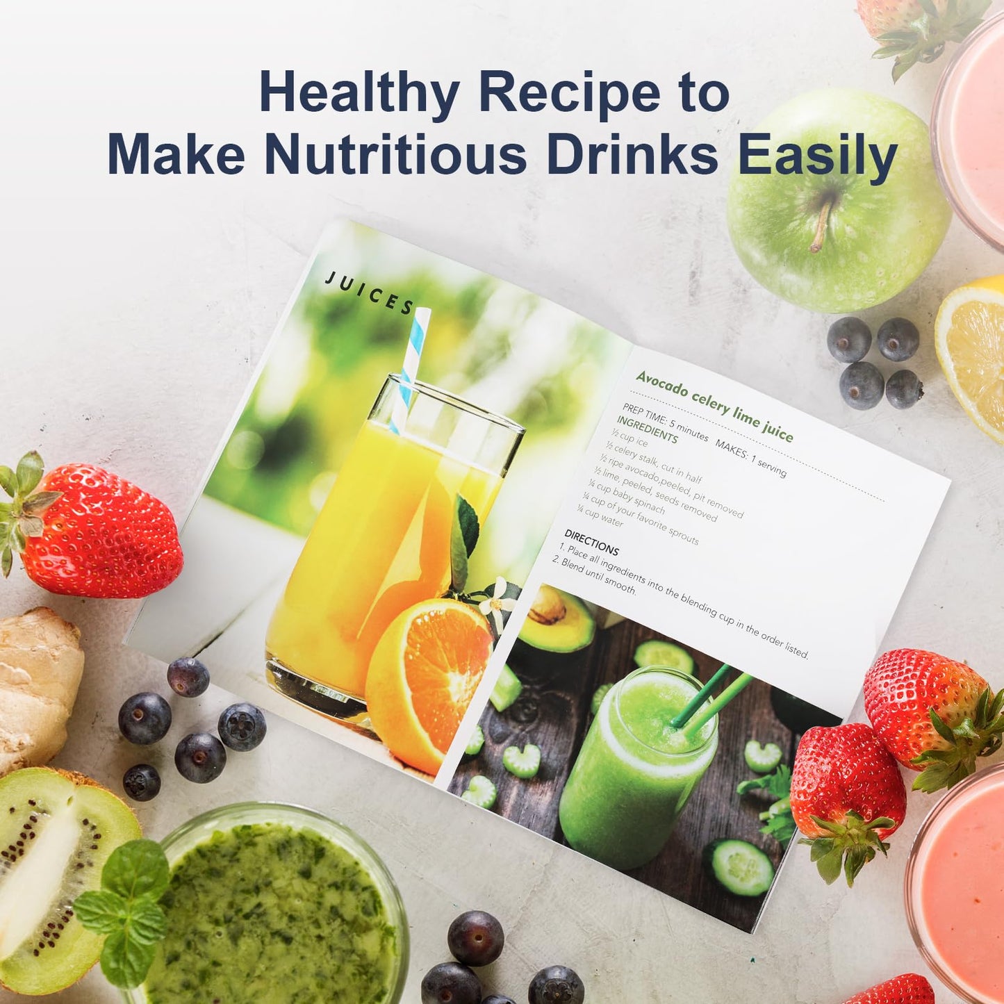 KOIOS Smoothie Blender, 900W Personal Blender for Shakes and Smoothies for Kitchen with 2 No-BPA 22oz Portable Cups, Single Serve Smoothies Maker Mixer for Juices, Nutritious Recipe (Grey Blue)