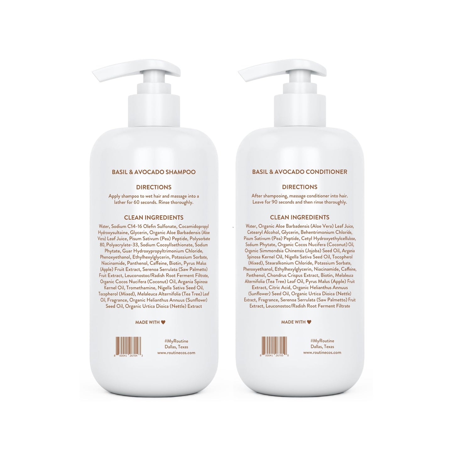 Routine Wellness Anti-Thinning Shampoo and Conditioner Set for Thinning Hair - Biotin DHT Blocker Women & Men - Color Safe Shampoo for Hair Loss & Healthier Growth - Basil & Avocado (Pack of 2)