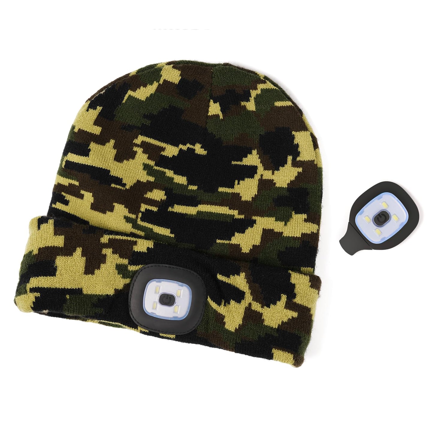 Hatlight for Men Unisex LED Beanie with Two Lamps Hands Free Knit Headlamp Hat with Light Winter hat