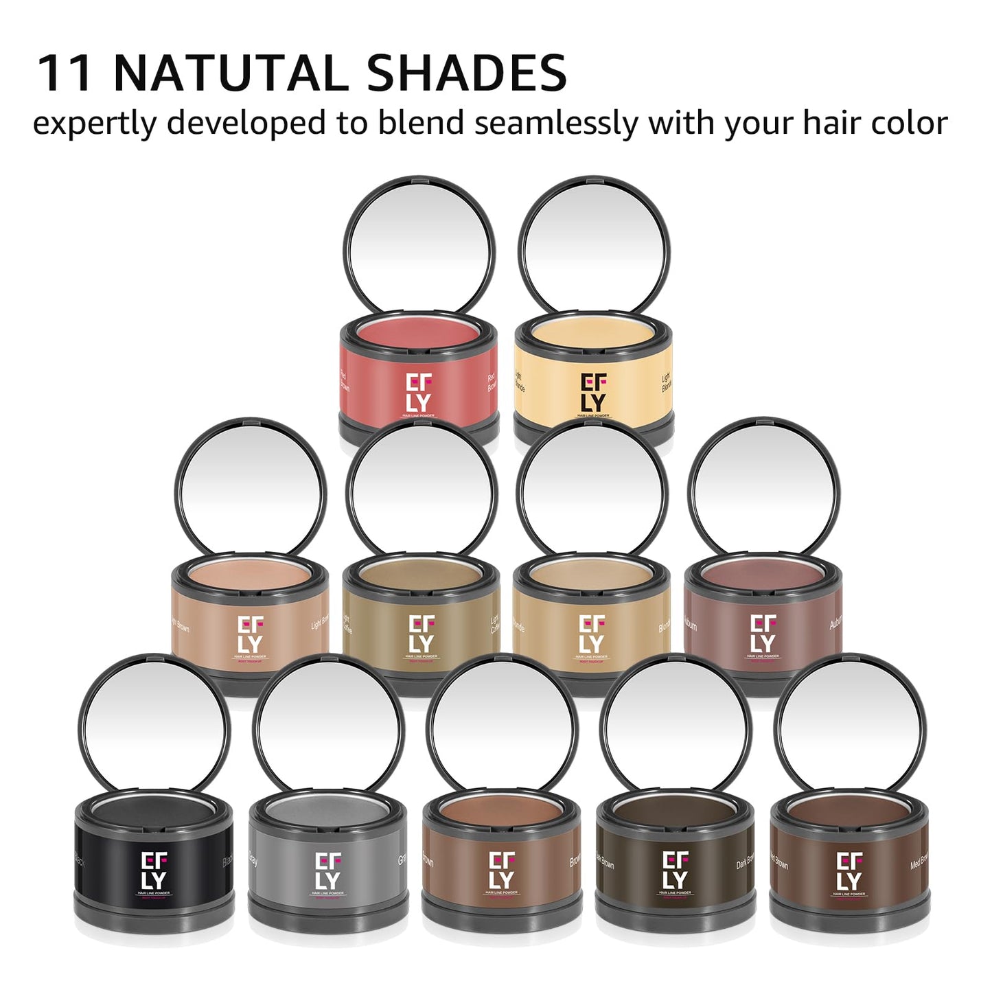 Root Touch Up Gray Shadow Powder for Thinning Hair, Eyebrows, and Beards (Red Brown)