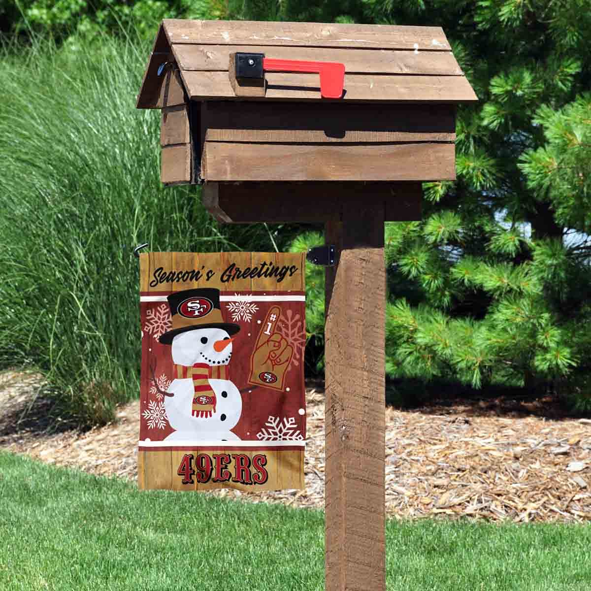 San Francisco 49ers Holiday Winter Snow Garden Flag Double Sided Banner