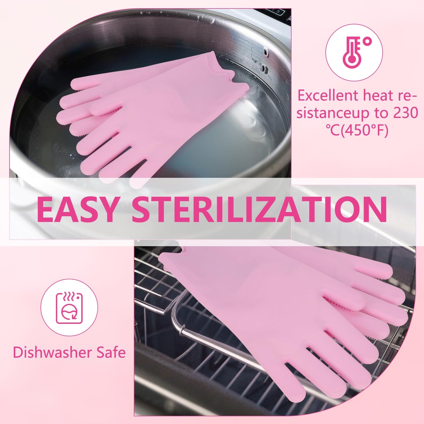 WJWJA- Pet Grooming Gloves Pet Grooming, Enhanced 5-Finger Design for Bathing and Massaging, Shedding and De-Shedding Tools for Dogs and Cats(pink)