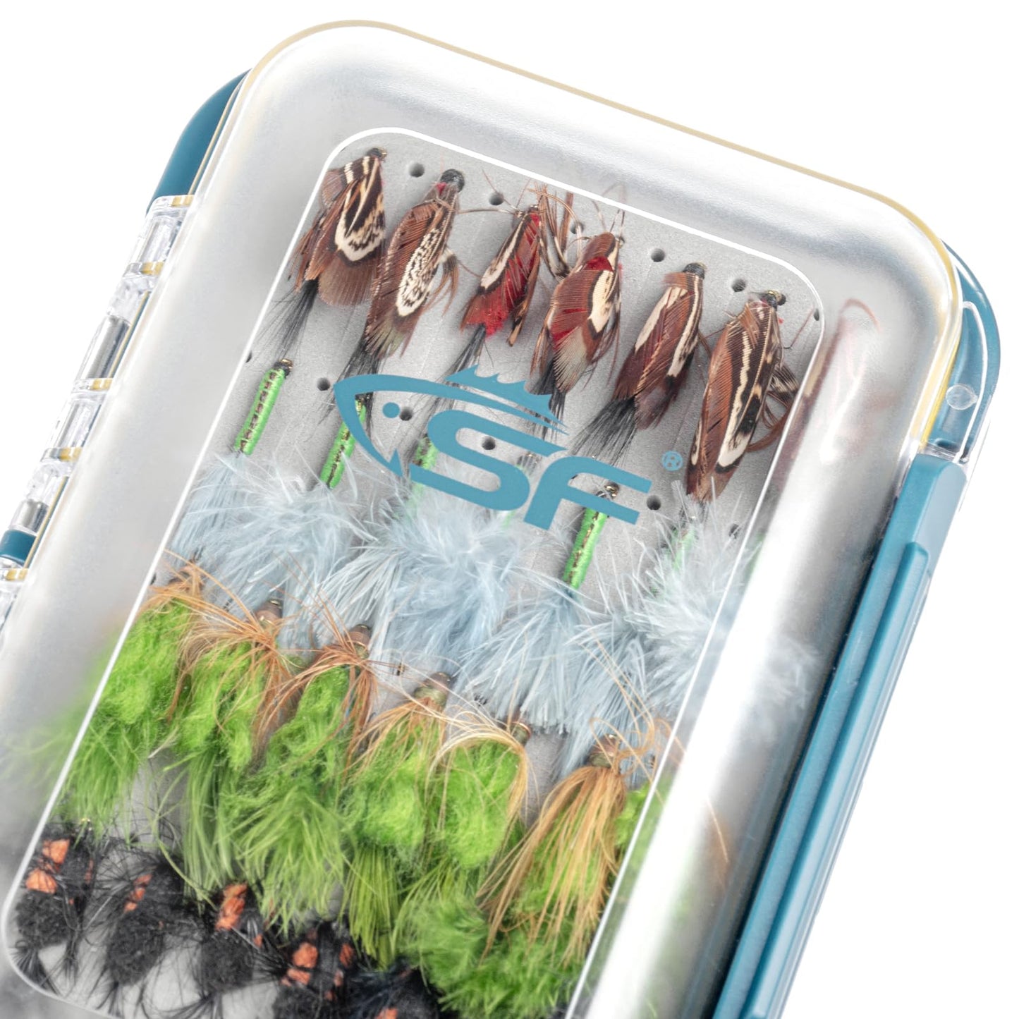 SF Large Waterproof Fly Box For Fly Fishing Double Sided Clear Lid Ice Fishing Jig Head Tackle Box Fly Flies Dry Flies Wet Flies Nymph Streamer Foam