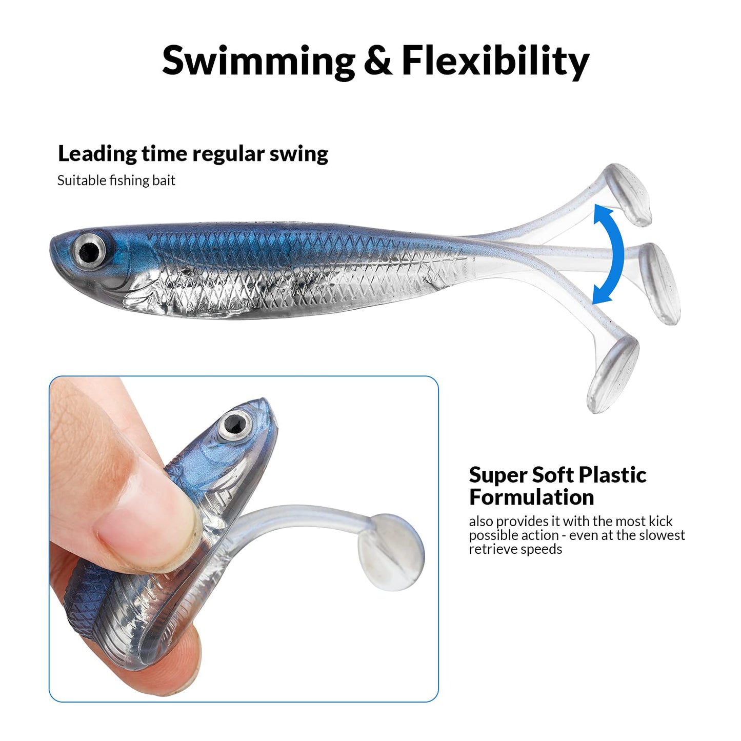 QualyQualy Soft Plastic Swimbait Paddle Tail Soft Lures 2.75" Shad Lure Shad Bait Bass Bait Shad Minnow Soft Swim Bait for Bass Trout Walleye Crappie Pike (4#, 2.75in - 6Pcs)