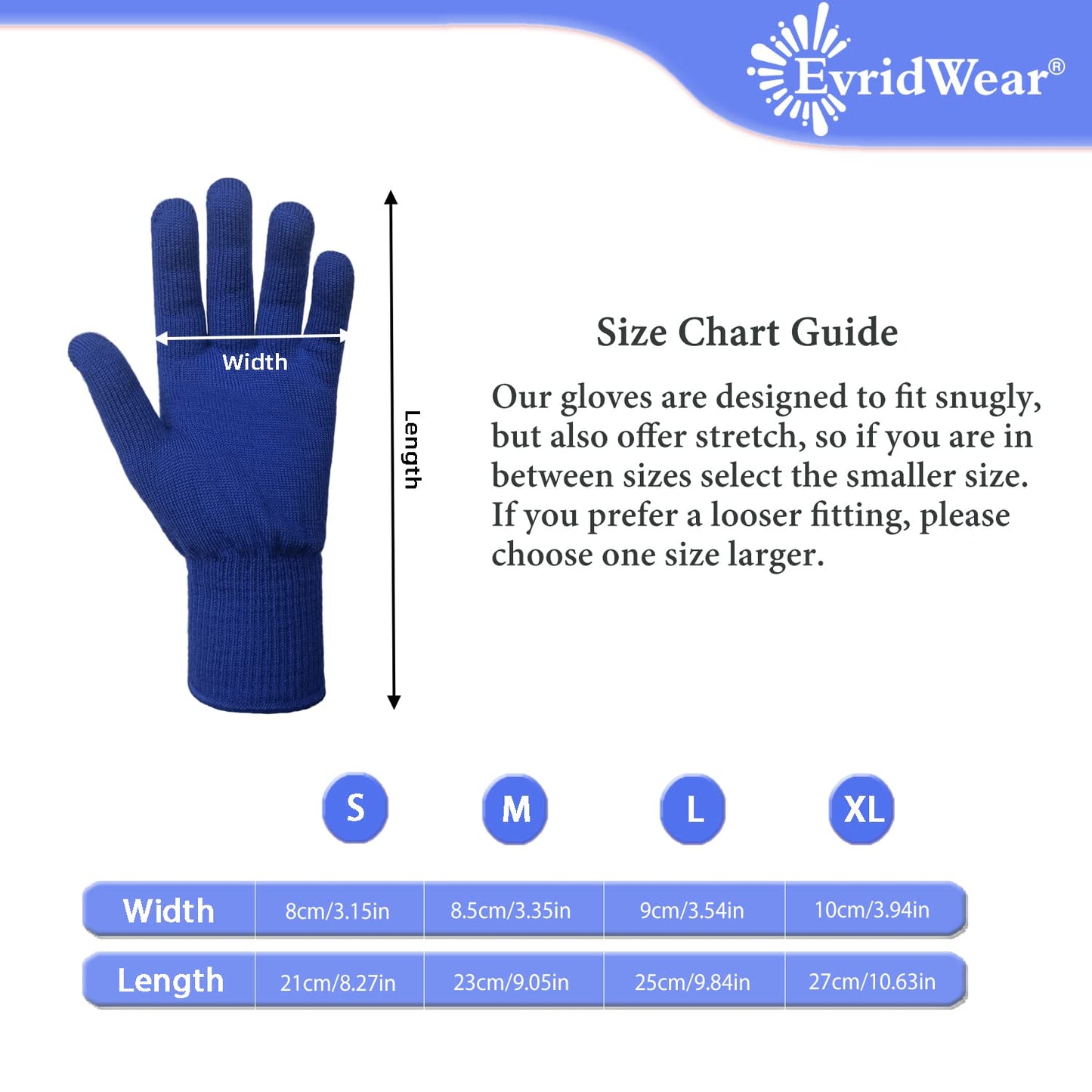 Evridwear Unisex Men Women Merino Wool String Knit Liner Gloves Provide Warmth Cool and Cold Seasons Skiing, Snowboarding, Cycling, Running, Climbing (Blue XL)