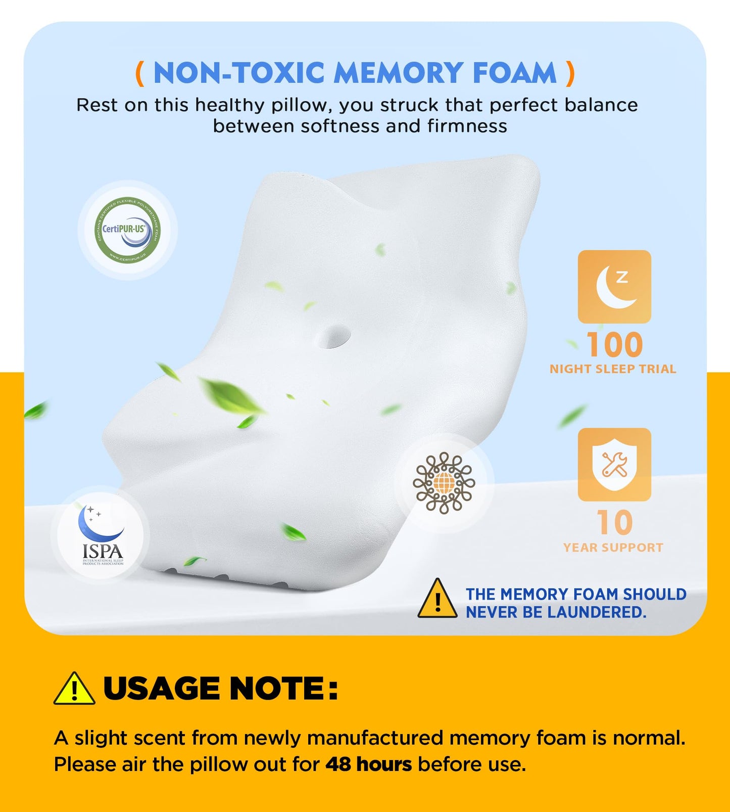 Osteo Cervical Pillow for Neck Pain Relief, Hollow Design Odorless Memory Foam Pillows with Cooling Case, Adjustable Orthopedic Bed Pillow for Sleeping, Support for Side Back Sleepers