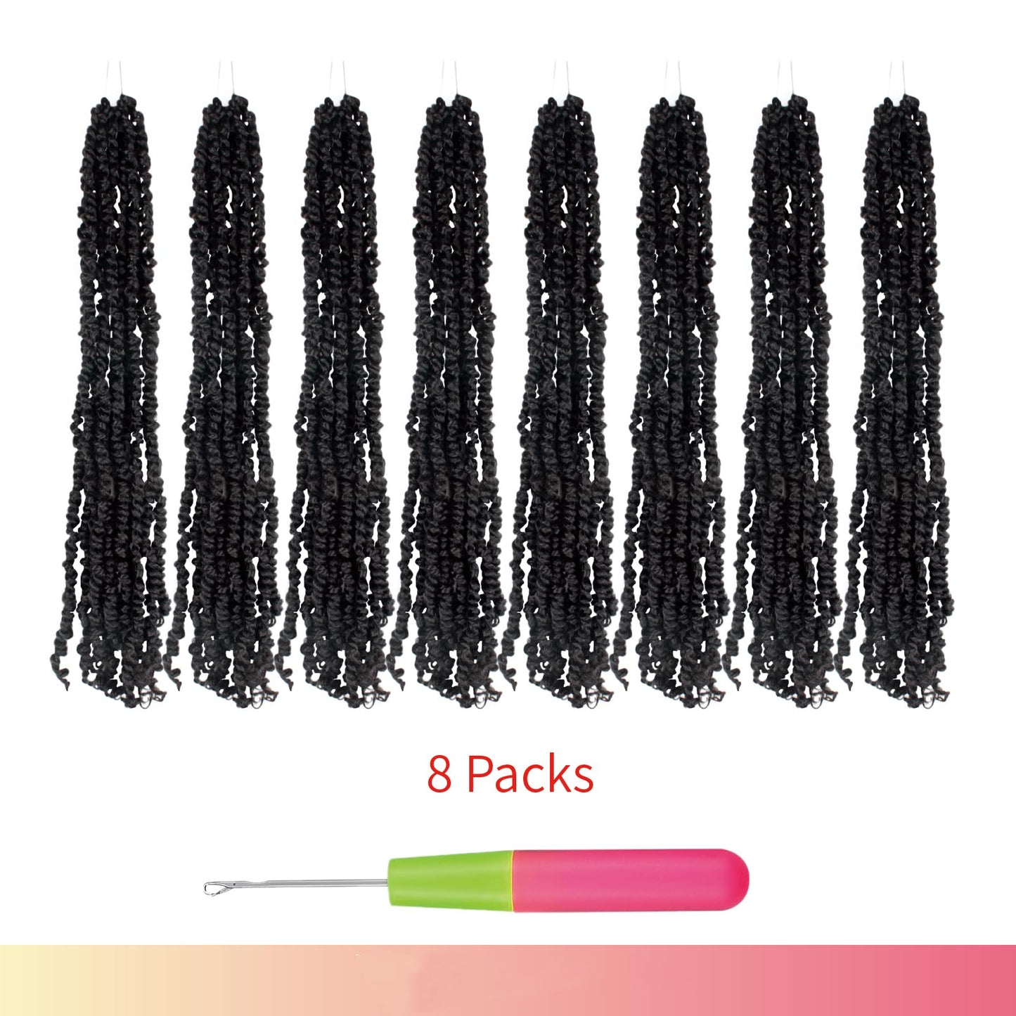The BOHOBABE Pre-twisted Passion Twist Crochet Hair 14 Inch Short Pre-looped Crochet Passion Twist Braiding Hair 8 Packs (1#) 1#(Jet Black)