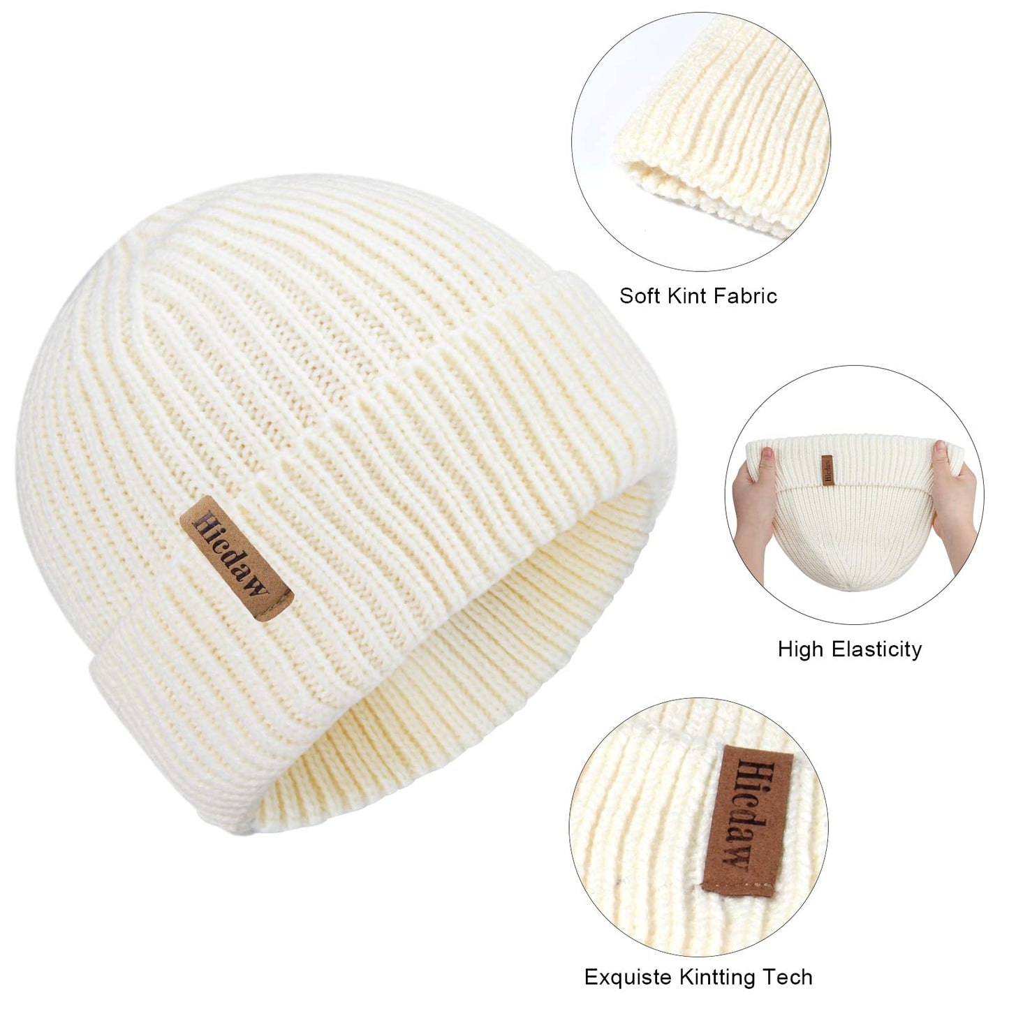 Hicdaw 3PCS Kids Winter Hat Glove Scarf Sets, Toddler Gloves Neck Warmer Baby Winter Hat Toddler Gloves Scarf Set for Boys Girls, White