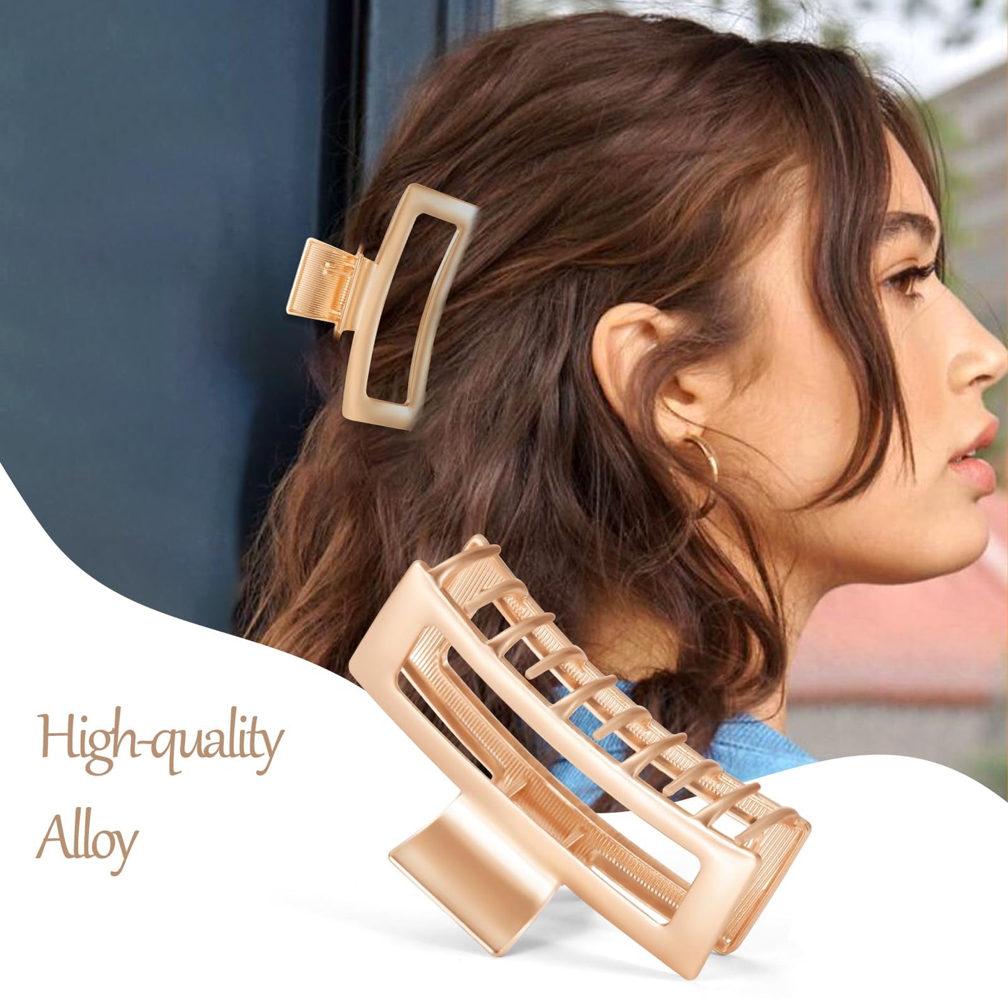 LUKACY 6 Pack Gold Hair Claw Clips, Perfect Big gold Jaw hair clamps for Women and Thinner, Thick hair styling,Strong Hold, Fashion Hair Accessories(Style 3)