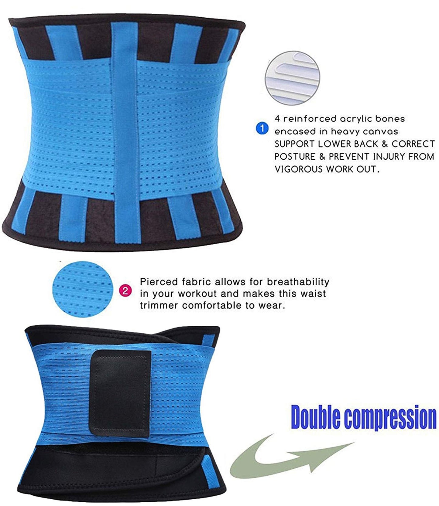 VENUZOR Waist Trainer Belt for Women - Waist Cincher Trimmer - Slimming Body Shaper Belt - Sport Girdle Belt (UP Graded)(Blue,Small)