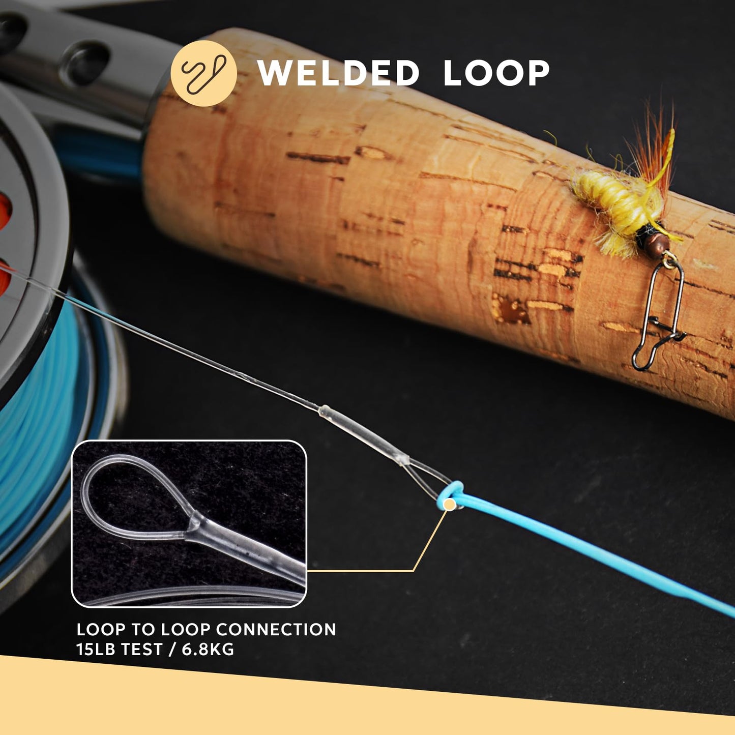 SF Welded Tapered Leader Fly Fishing with Loop Nylon 7.5ft Fishing Leader (6X 6 Pack)