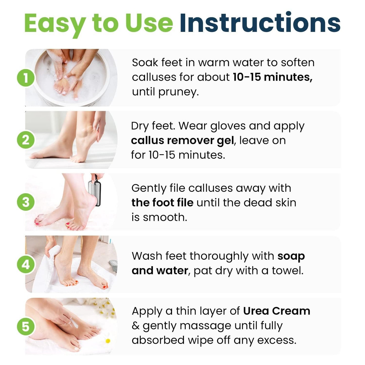 Foot Cure Foot Care/ Exfoliator & Callus Remover Pedicure Set – Includes Foot File for Dead Skin, Tea Tree Oil Foot Soak Salts, Urea Cream 40 Percent & Foot Callus Removal Gel – Made in USA