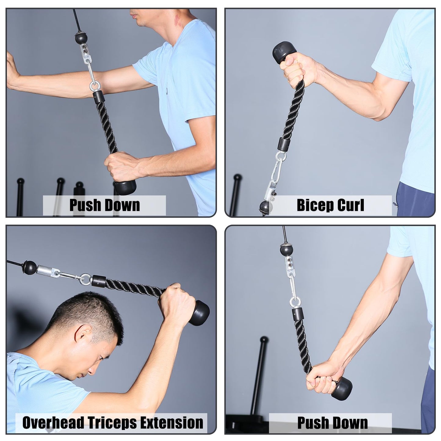 SYL Fitness Tricep Rope Pull Down Attachment, Single Grip Exercise Rope for Cable Machine Gym Pulley Workout