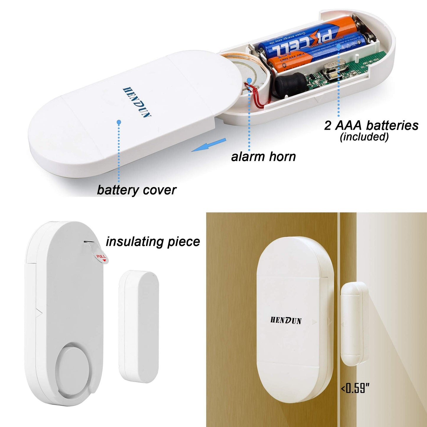 HENDUN Door Chime, Door Alarm for Home Security with 2 Remote Controls, Updated 130dB Bell Sensor, Alert for Pool, Kids Safety, Home Garage, Sliding, Apartment