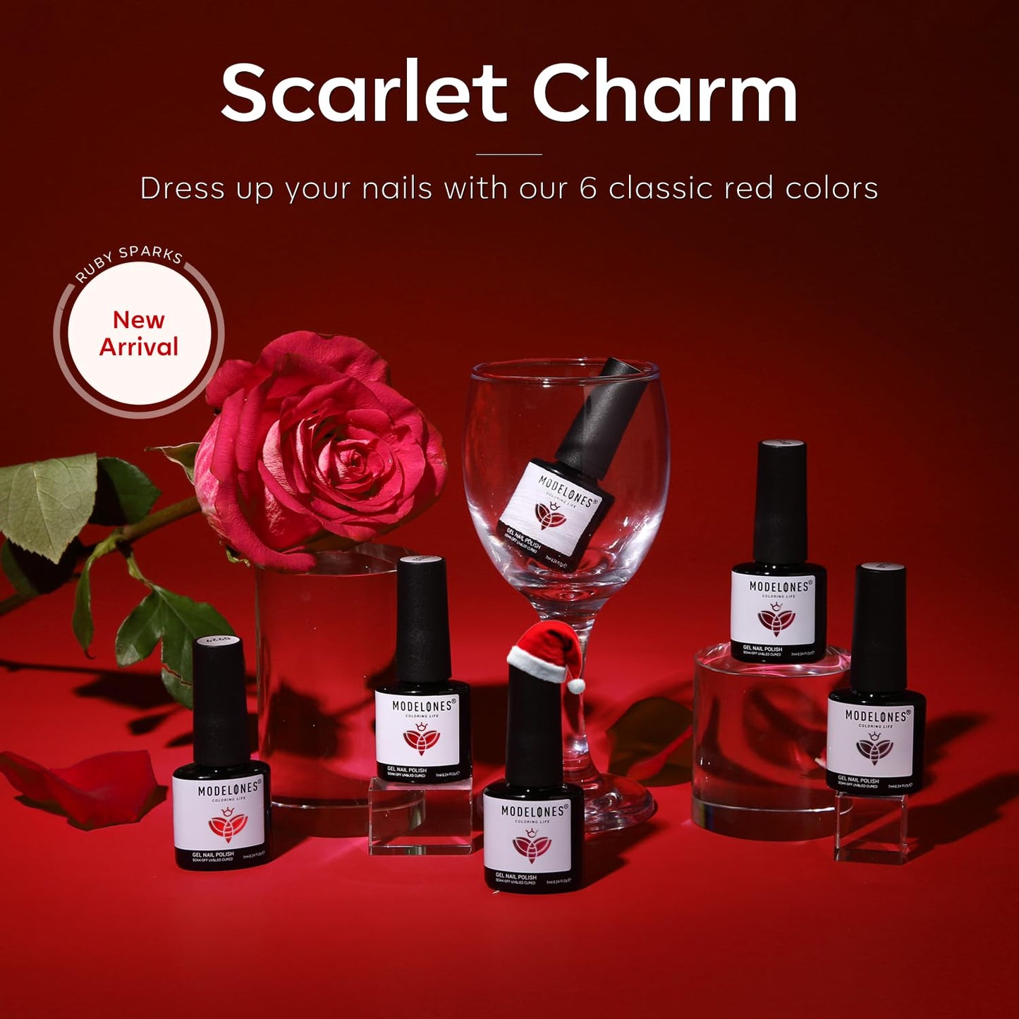 modelones Gel Nail Polish Kit -6 Colors Red Gel Polish Set Burgundy Glitter Sparkle Bloody Soak Off Gel Nail Kit Manicure DIY Nail Art Salon Home Gift