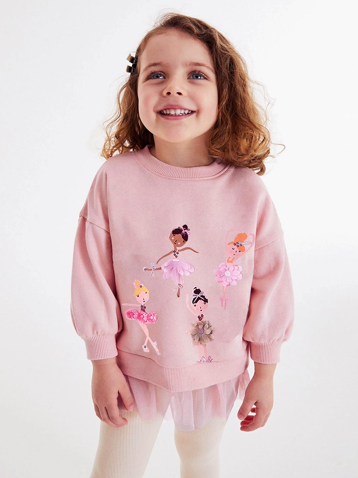 Tkria Toddler Girls Sweatshirt Dress Cotton Winter Long Sleeve Shirts with Tutu Skirts Kids Casual Pullover Outwear 2-7 Years