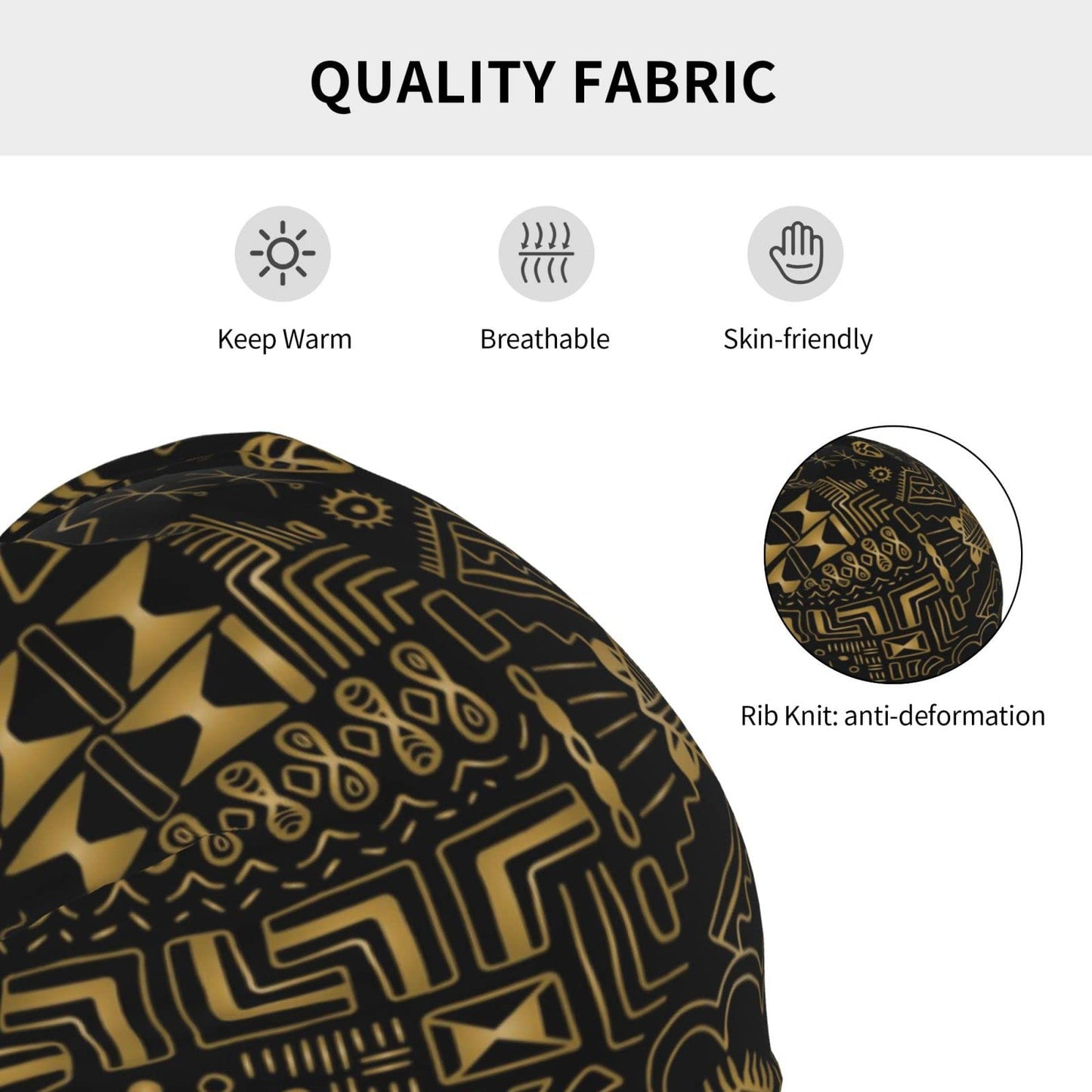 MANQINF African Slouchy Beanie Hat Unisex Warm Winter Hat Knit Beanie Skull Cap for Men Women
