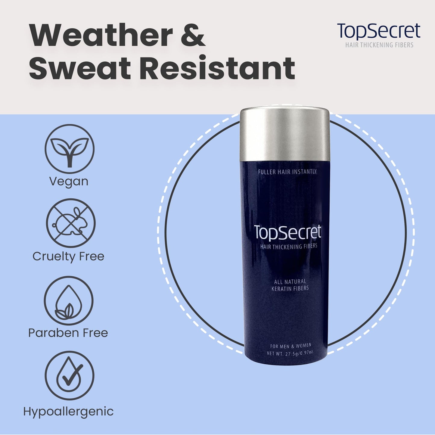 Top Secret Hair Thickening Building Fibers Refills - Undetectable & Natural Hair Filler - for Men & Women - Instantly Fill In Fine Thinning Hair - Weather & Sweat Resistant (Black, Large)