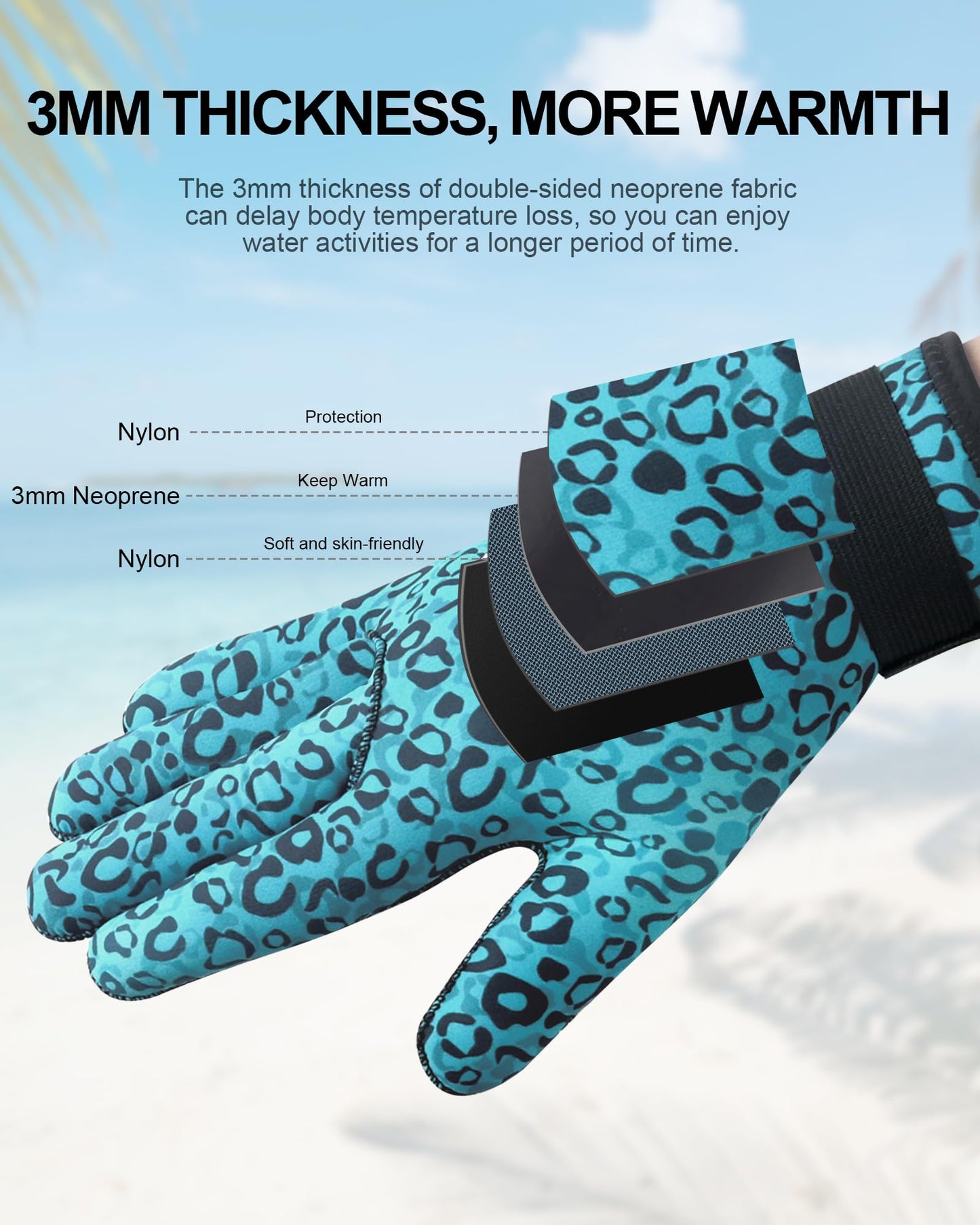 XUKER Neoprene Gloves Men Women, 3mm Camouflage Patterned Winter Wetsuit Gloves Keep Warm for Scuba Diving Surfing Swimming Fishing Water Sports (Camo Green, X-Small)
