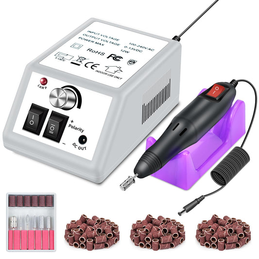 LAVAED Professional Electric Nail Drill Machine Nails File Electric Nail Drill Kit Low Noise Vibration with 156pcs Sanding Bands for Acrylic Nail Drill Gel Art Remover Polisher Manicure Pedicure