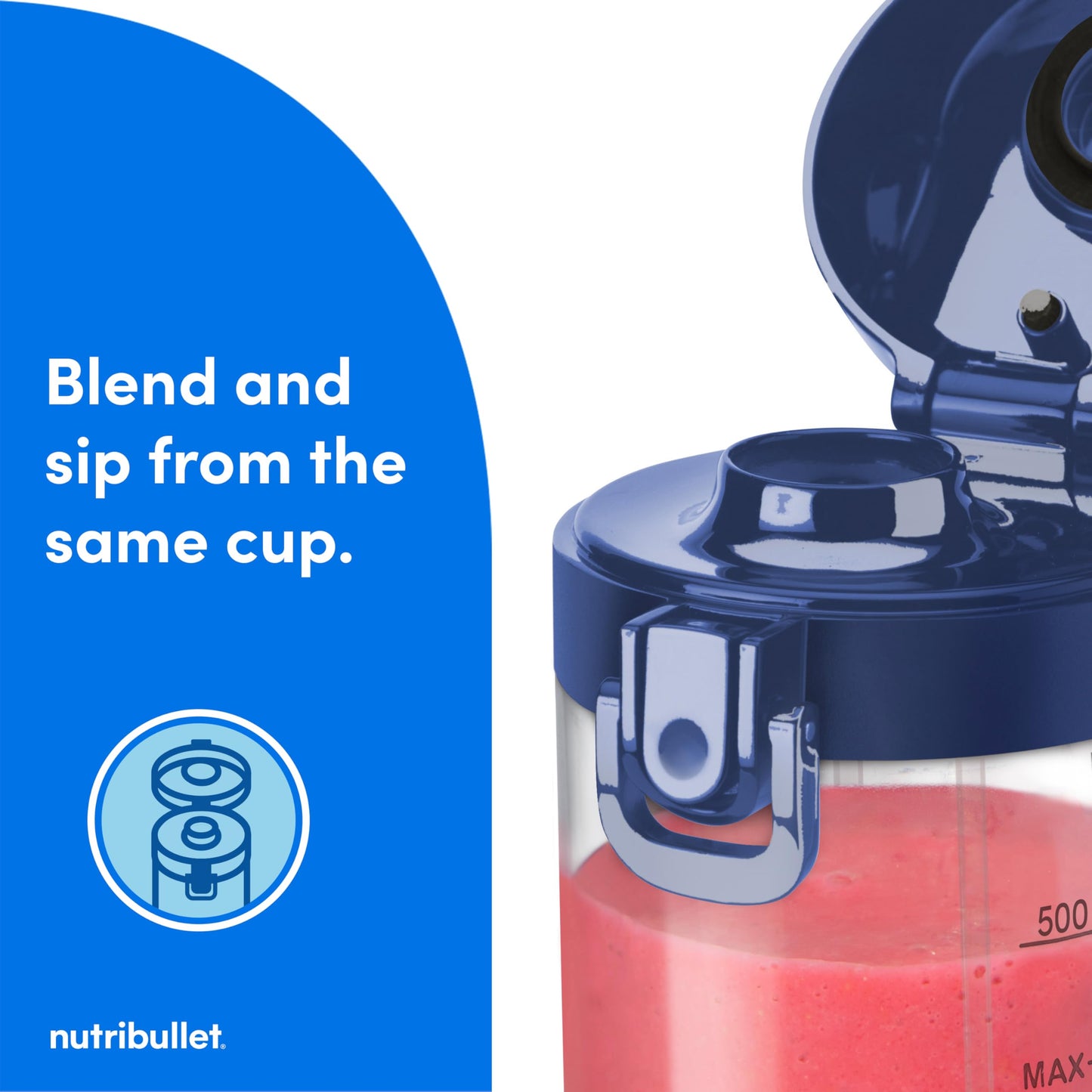 nutribullet Portable Blender, Cordless, 20oz Vessel, Personal Blender, USB-C Rechargeable, Navy Blue, NBPB50100NB