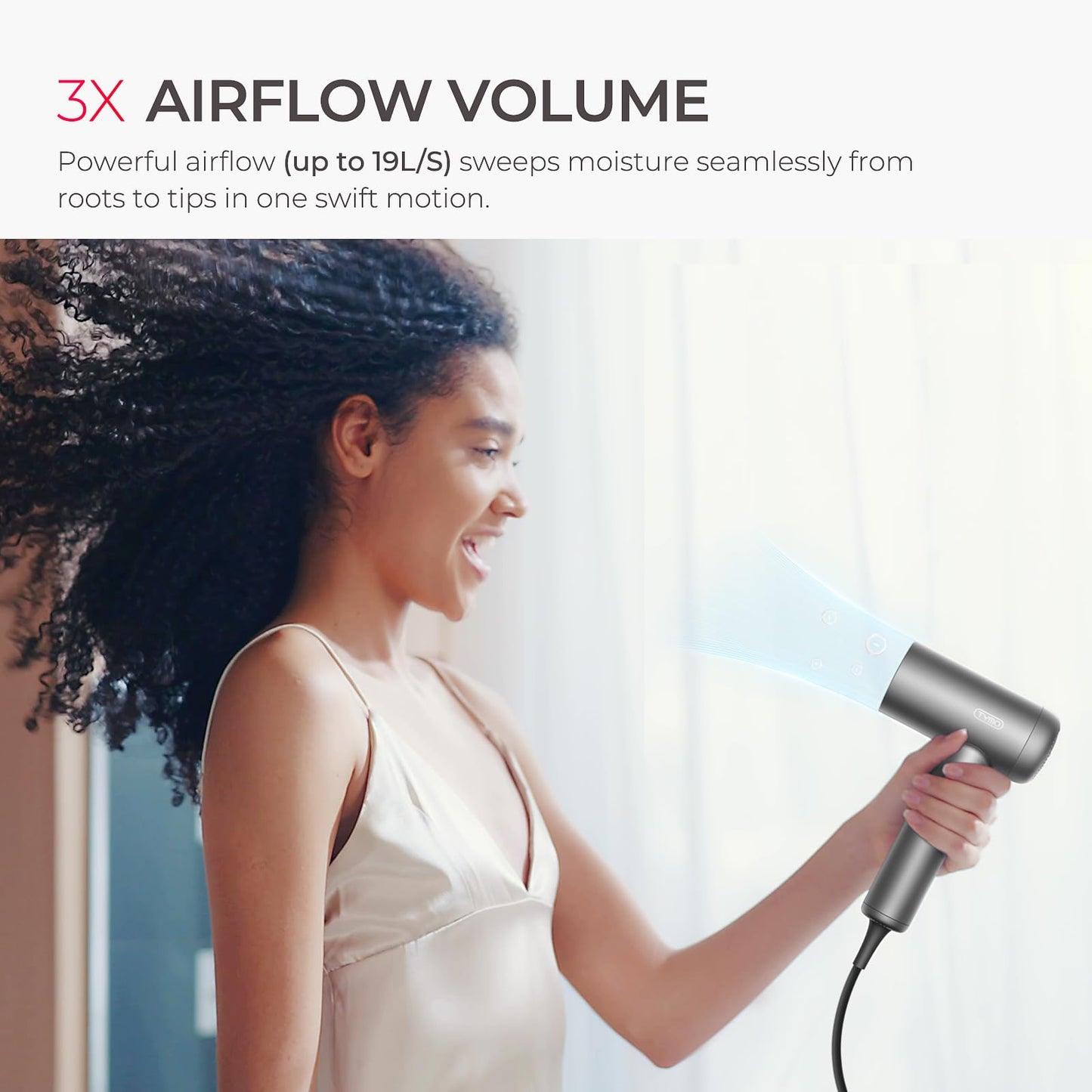 TYMO Hair Dryer with Diffuser, 1500W High-Speed Professional Blow Dryer with Comb for Fast Drying, 110,000RPM Brushless Motor, 200 Million Ionic Hairdryer Zero Damage, 3 Speeds & 4 Temps, Low-Noise