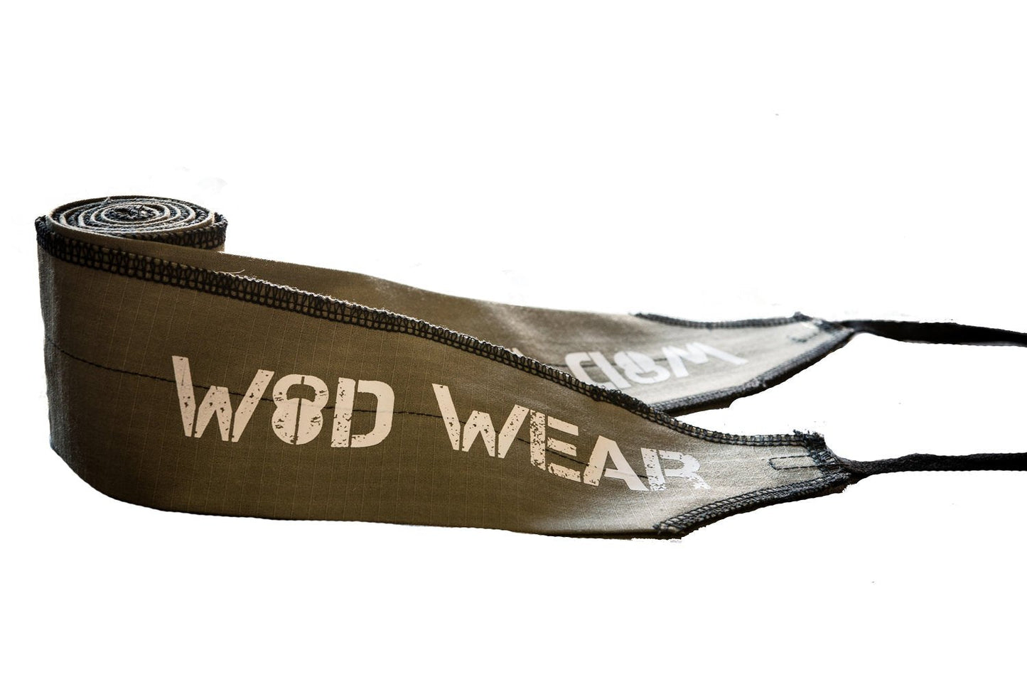WOD Wear Wrist Wraps for Powerlifting, Strength Training, Bodybuilding, Cross Training, Olympic Weightlifting, Yoga Support - One Size Fits All (Olive/Black Stitch)