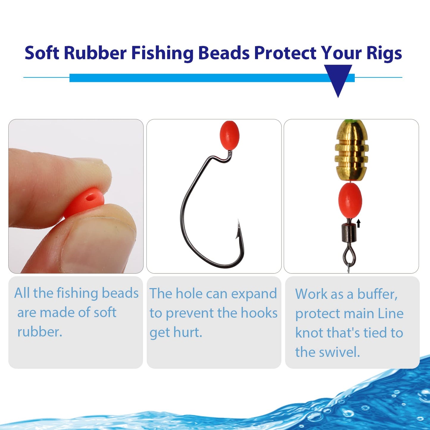 Dovesun Soft Rubber Fishing Beads Fishing Accessories Fishing Bait Eggs Oval Luminous Fishing Beads with Fishing Tackle-Box 0.23 * 0,39in(410pcs)