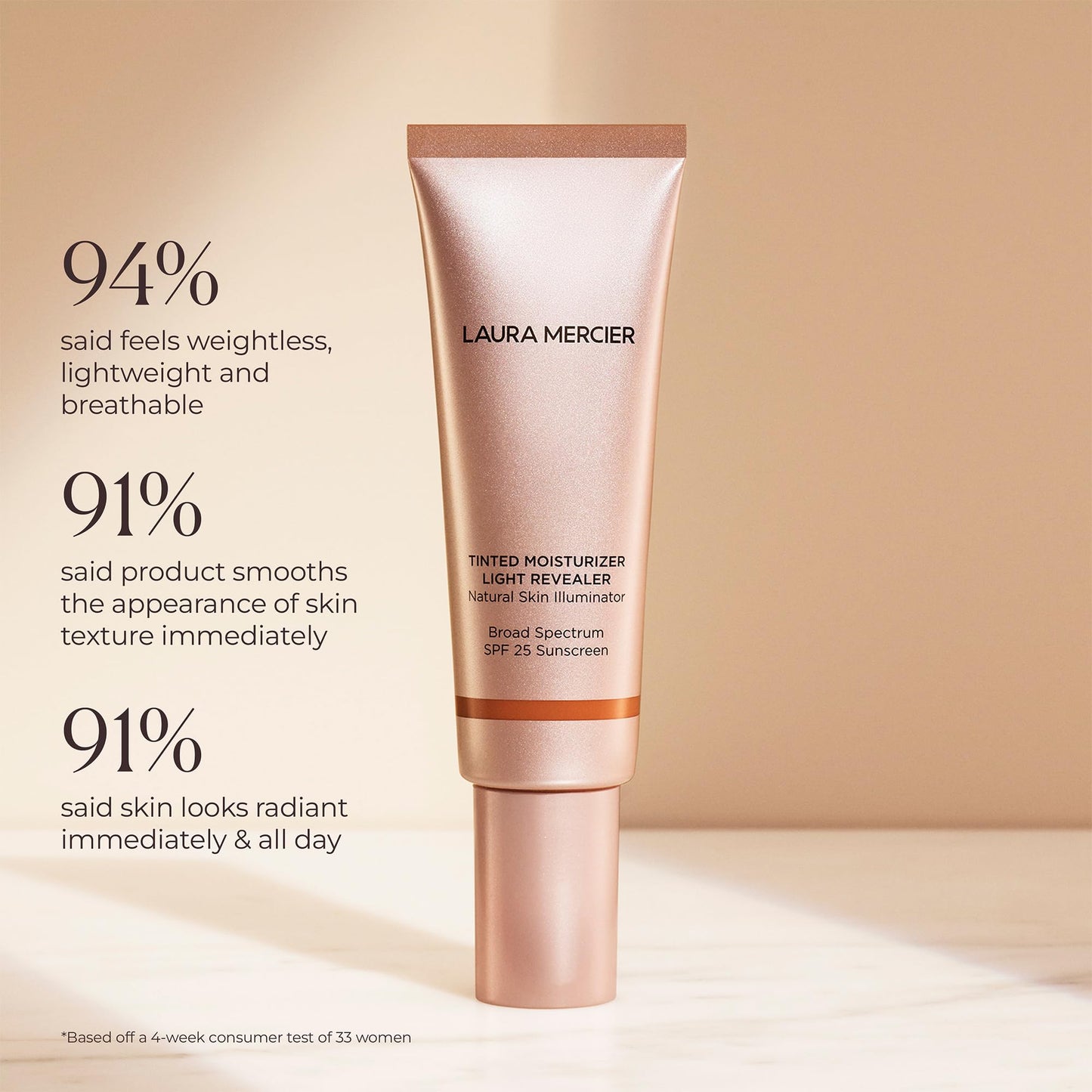 Laura Mercier Tinted Moisturizer Light Revealer Natural Skin Illuminator with SPF 25: All Day Hydration, Ultra-Sheer Coverage, Luminous & Radiant Finish, Skin Tint, Almond