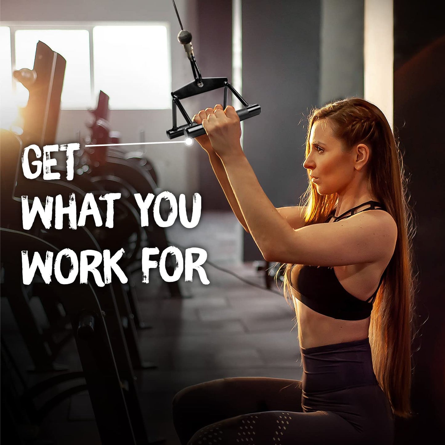 Yes4All Knurling Black Double D Handle with 800 Lbs Capacity, Cable Machine Accessories for Home Gym