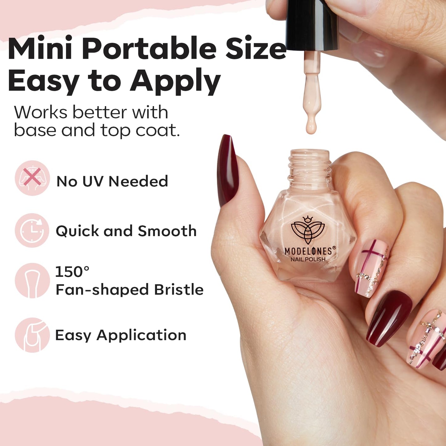 Modelones Nail Polish Set 6 Colors Nude Pink Skin Tones Milky White Brown Mini Nail Polish Quick Dry Nail Polish All Seasons Neutral Brown Manicure DIY Nail Art Salon Home Gift for Women Girl
